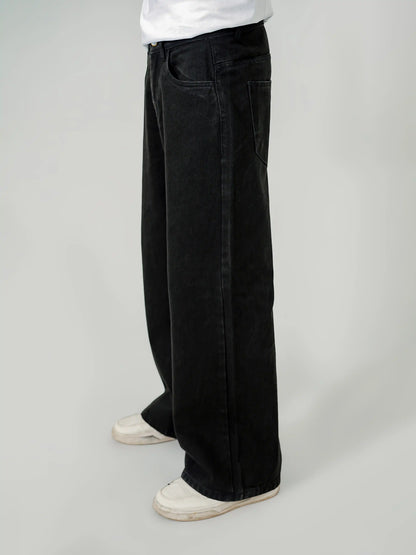 Jet Black Wide-Leg Jeans