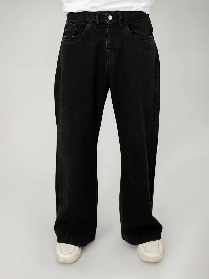 Jet Black Wide-Leg Jeans
