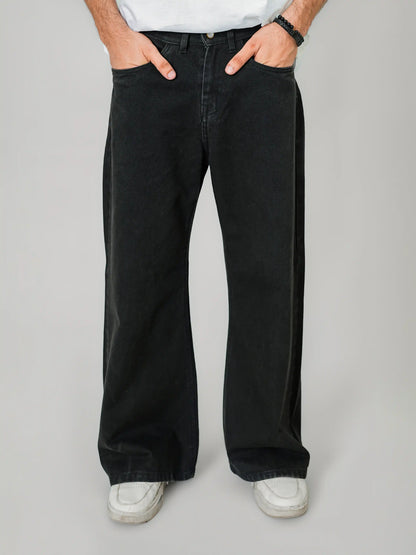 Jet Black Wide-Leg Jeans