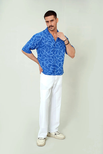 Cobalt Textured Cuban Shirt - WEEKEND - I Dress Like I Dream It