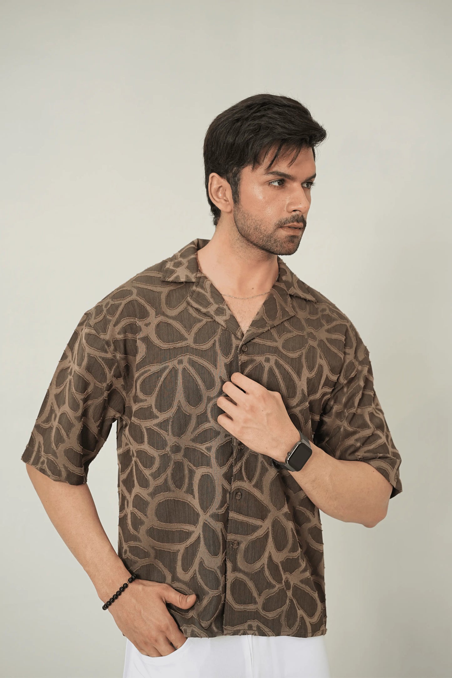 Earthy Abstract Textured Cuban Shirt - WEEKEND - I Dress Like I Dream It