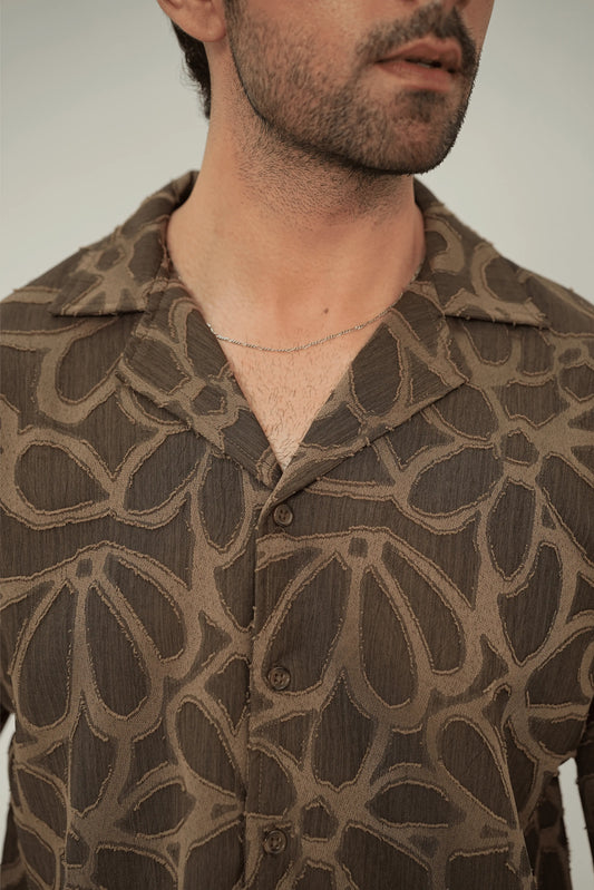 Earthy Abstract Textured Cuban Shirt - WEEKEND - I Dress Like I Dream It