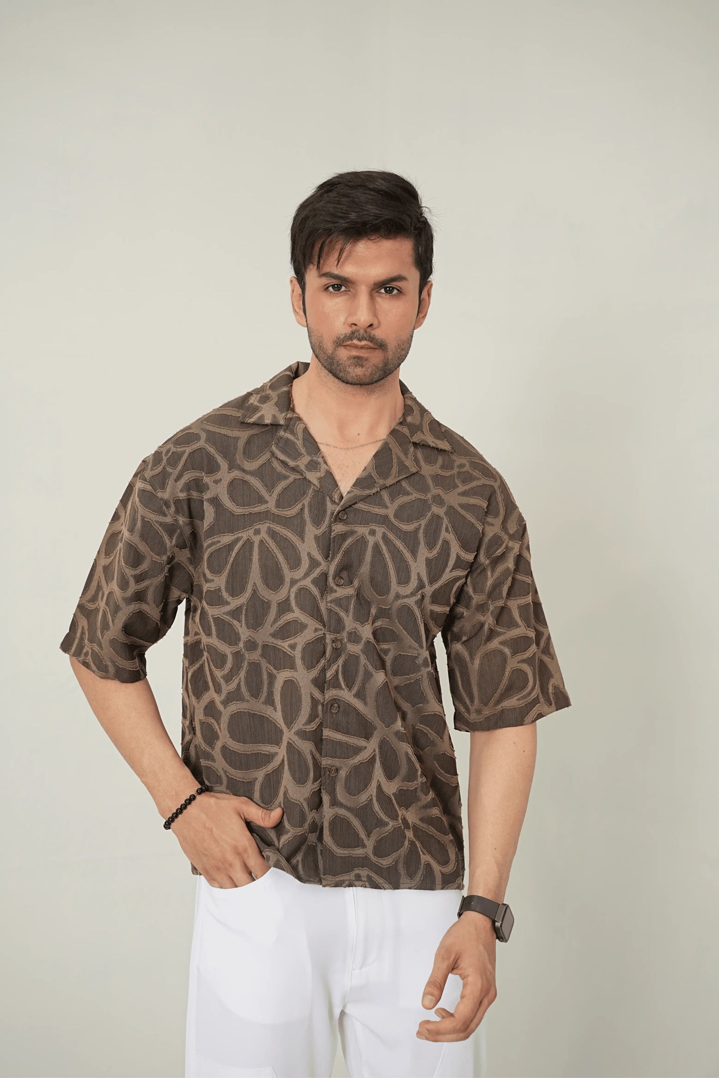 Earthy Abstract Textured Cuban Shirt - WEEKEND - I Dress Like I Dream It