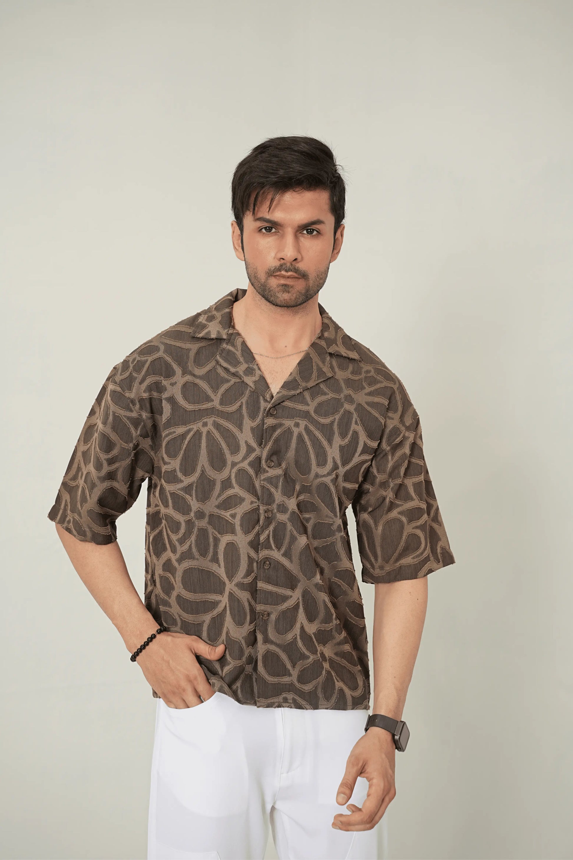 Earthy Abstract Textured Cuban Shirt - WEEKEND - I Dress Like I Dream It