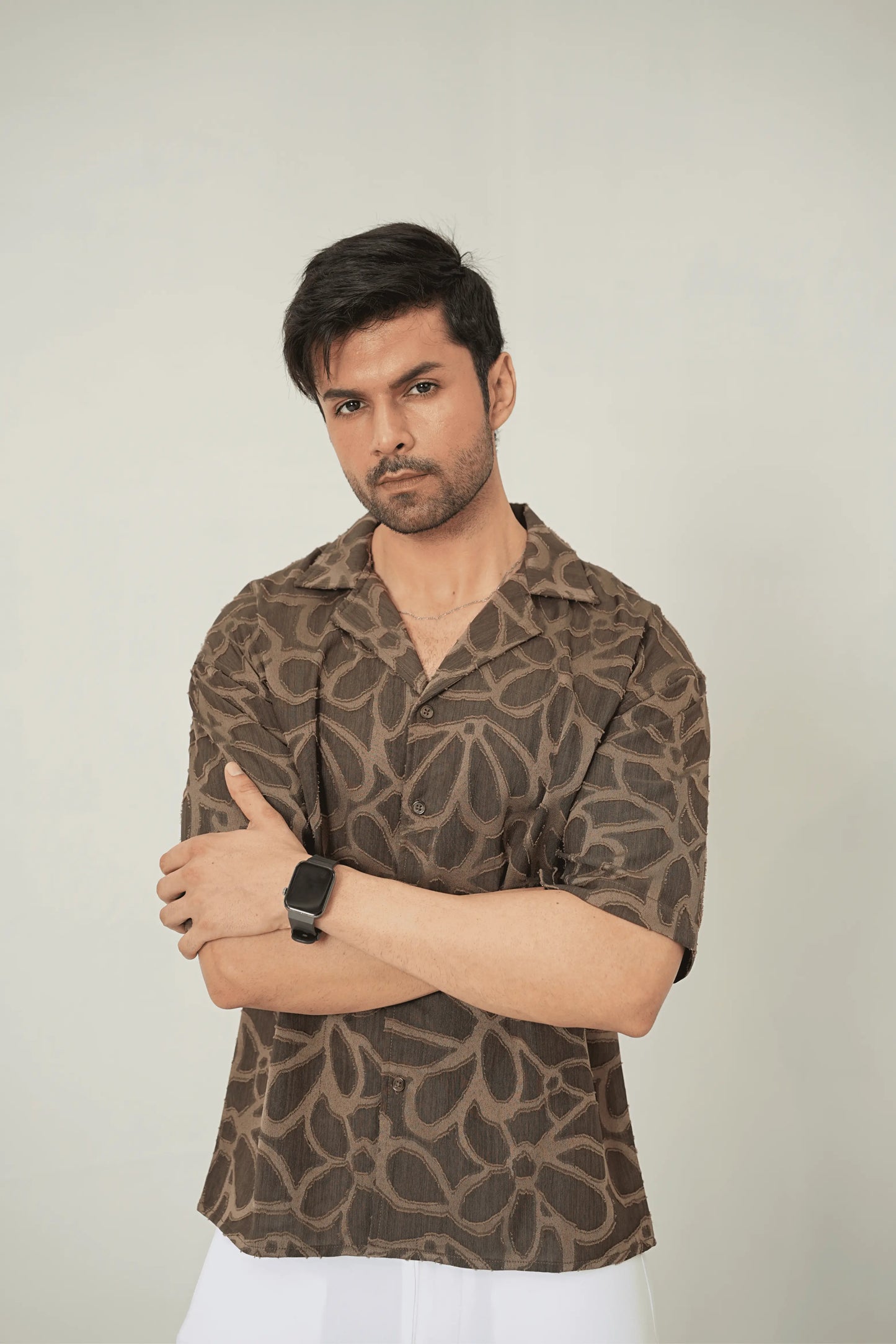 Earthy Abstract Textured Cuban Shirt - WEEKEND - I Dress Like I Dream It