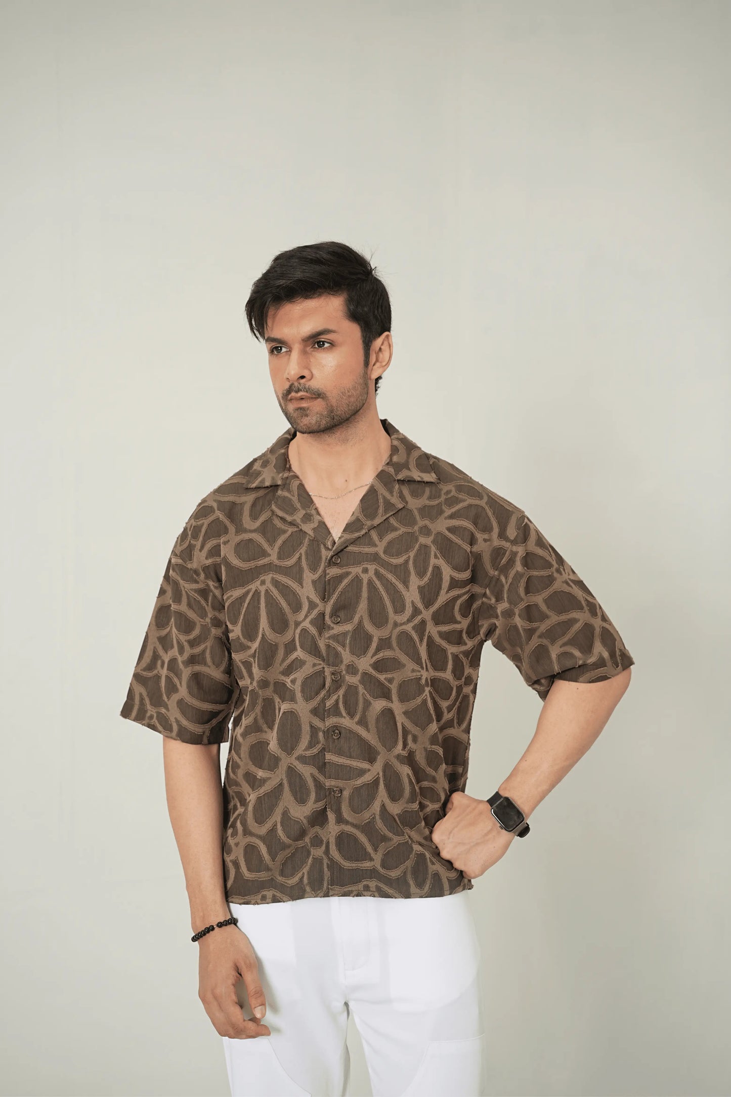Earthy Abstract Textured Cuban Shirt - WEEKEND - I Dress Like I Dream It