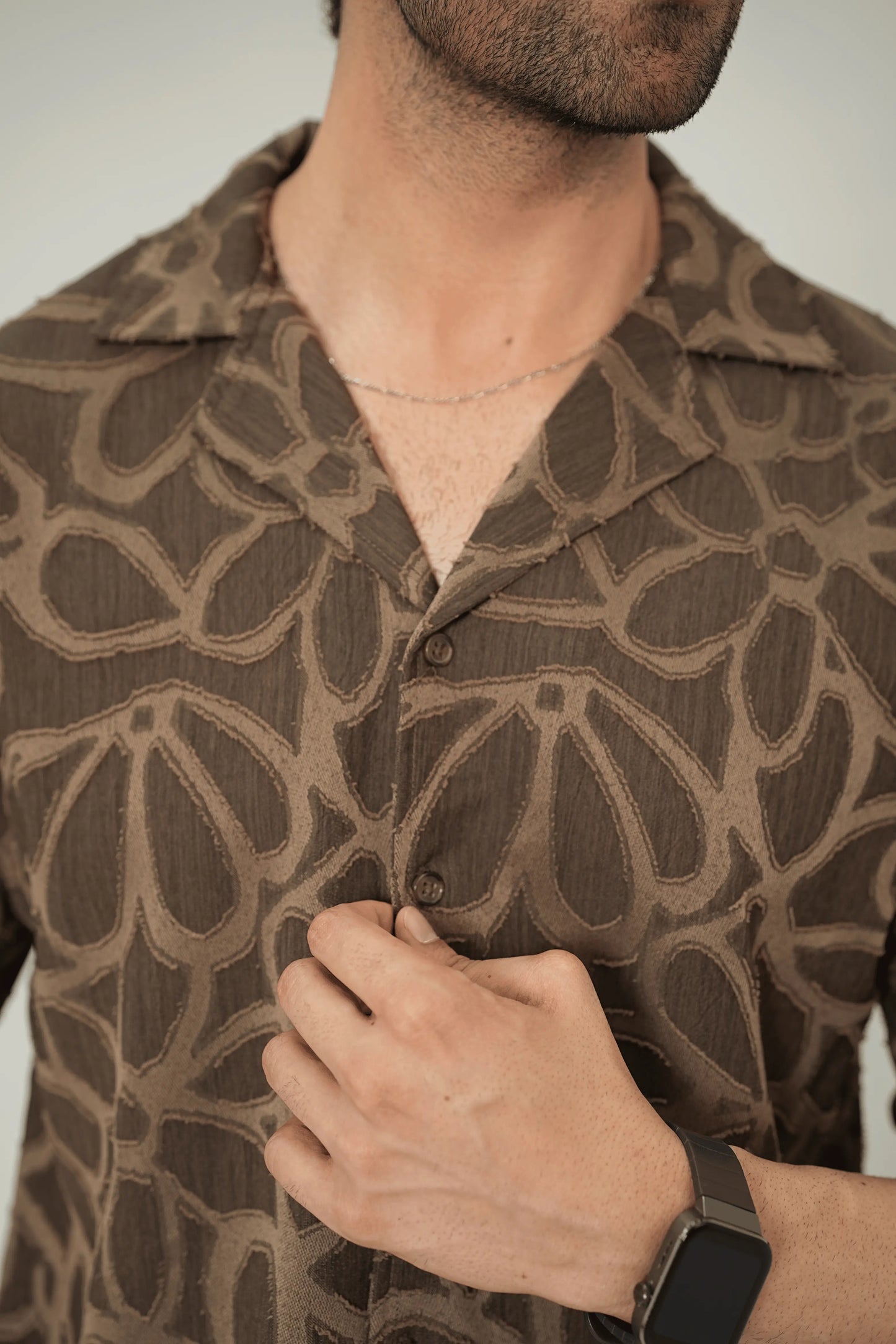 Earthy Abstract Textured Cuban Shirt - WEEKEND - I Dress Like I Dream It