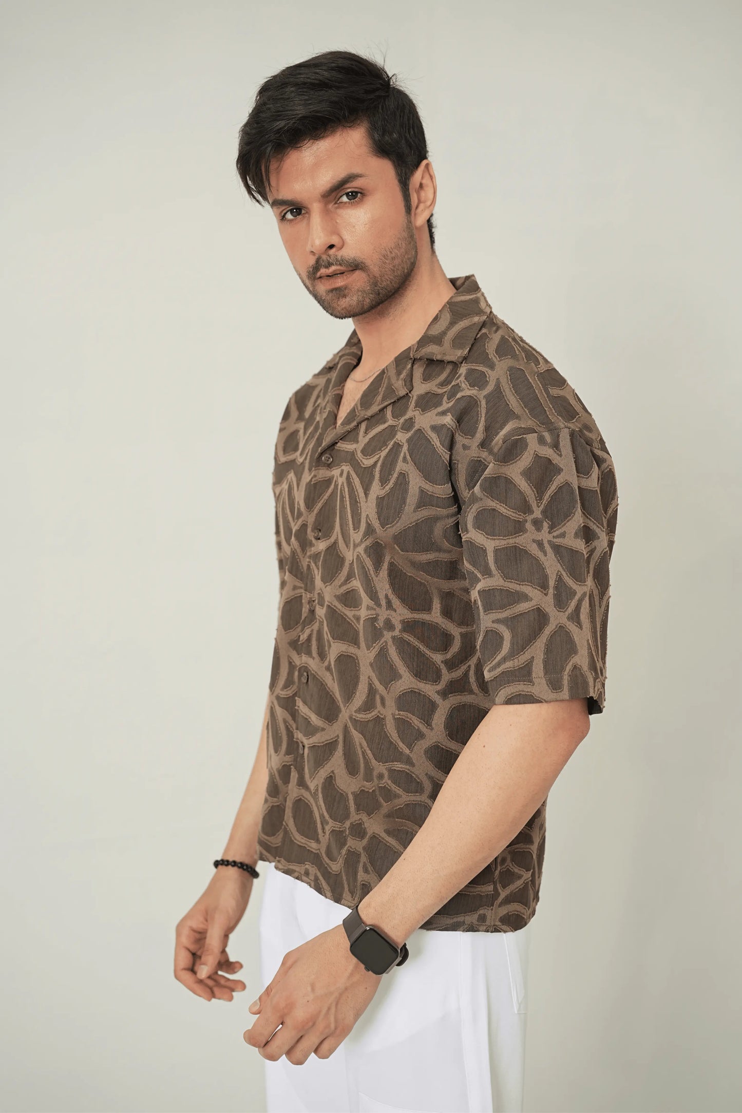 Earthy Abstract Textured Cuban Shirt - WEEKEND - I Dress Like I Dream It