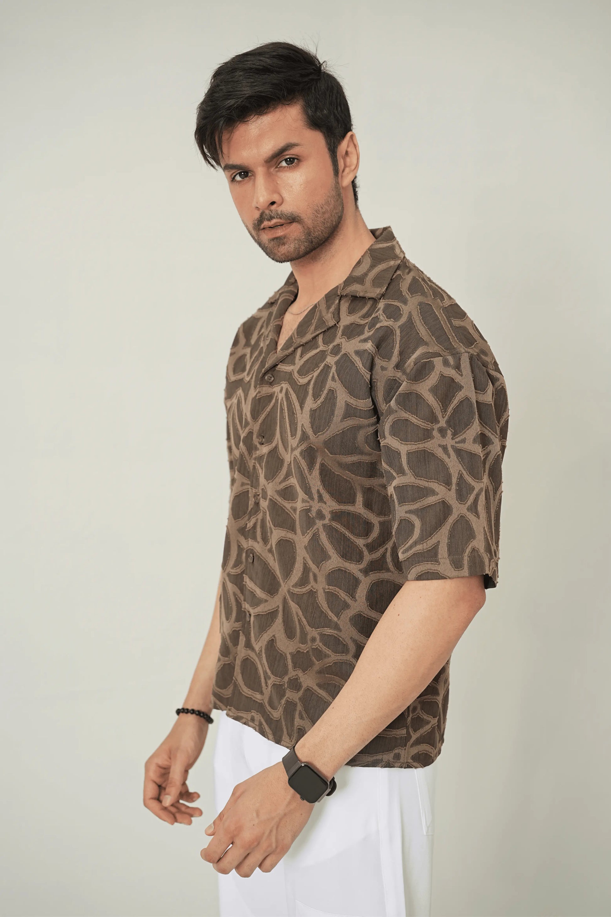 Earthy Abstract Textured Cuban Shirt - WEEKEND - I Dress Like I Dream It