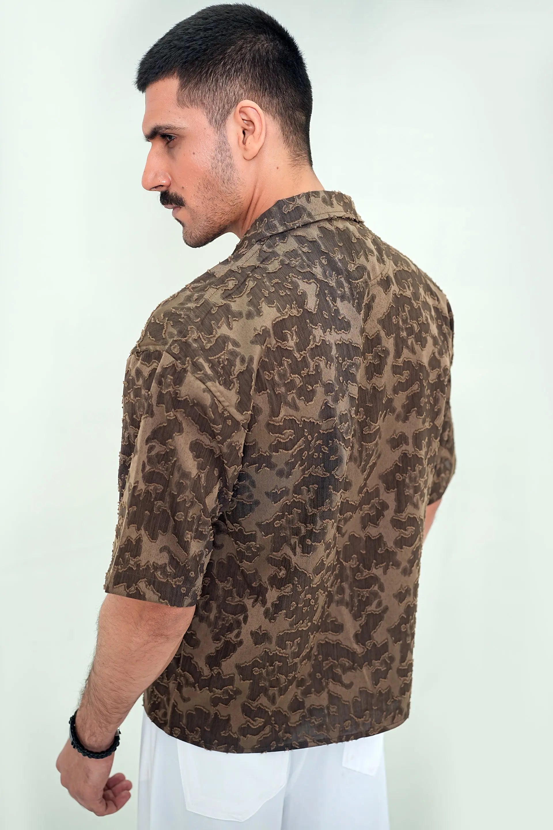 Mocha Textured Cuban Shirt - WEEKEND - I Dress Like I Dream It