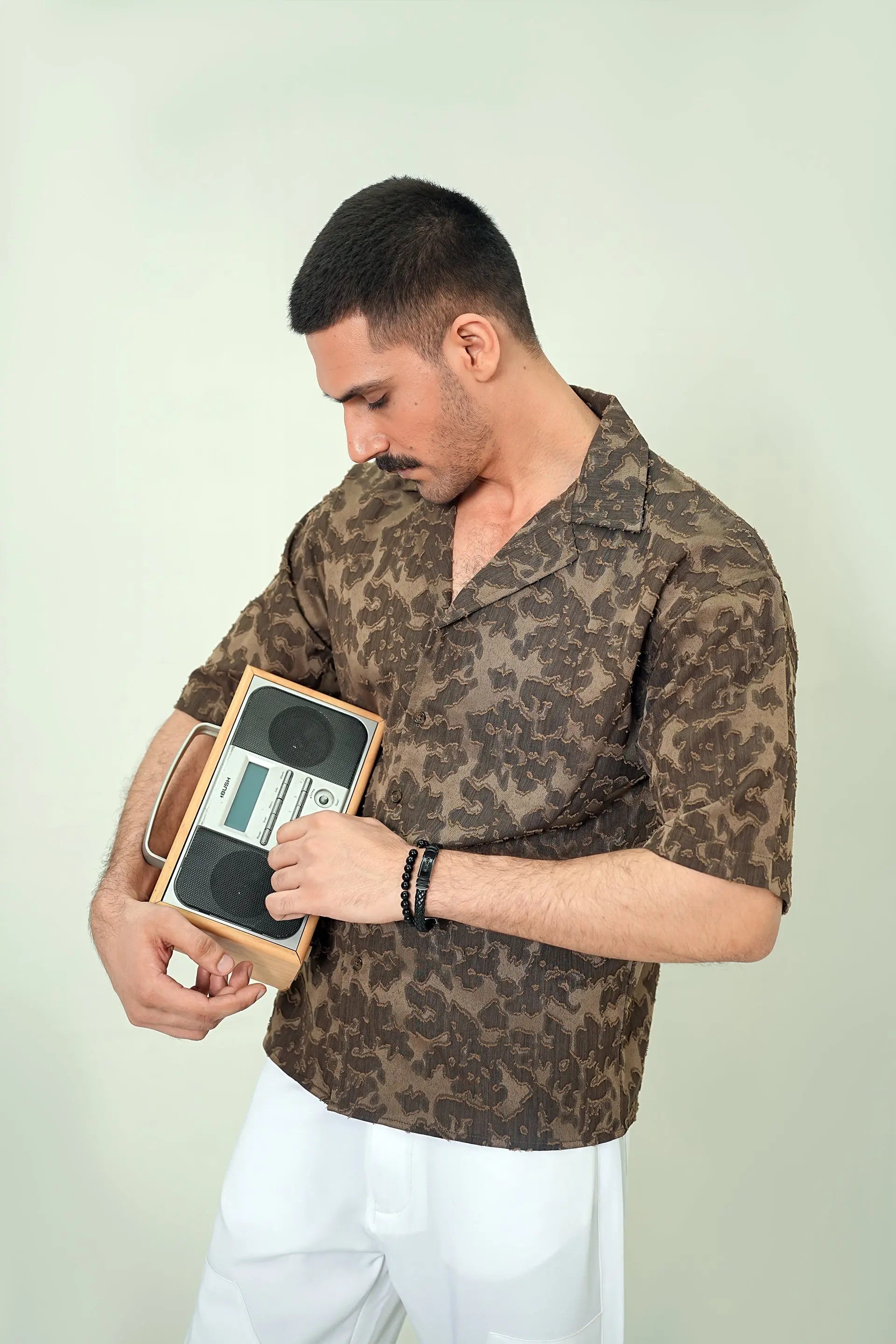 Mocha Textured Cuban Shirt - WEEKEND - I Dress Like I Dream It