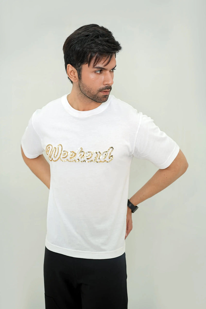 "Weekend" Sequin Tee Relaxed Fit - WEEKEND - I Dress Like I Dream It